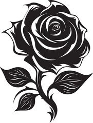 Minimalistic Blossom Art Monochrome Emblem Icon of Romance Rose Vector Logo