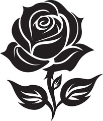Obraz premium Icon of Romance Rose Vector Logo Serenade in Simplicity Black Rose Emblem