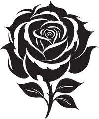 Fototapeta premium Timeless Rose Excellence Black Logo Art Simplistic Petal Silhouette Emblematic Icon