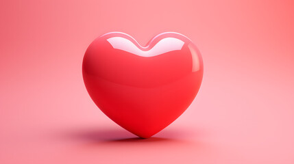 Red heart on a light red background. Valentine's day concept. Copy space.
