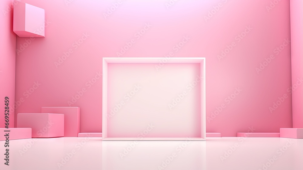 Aufkleber abstract pink background texture with geometric shape. 3d cube wall. minimal mockup with white pictu