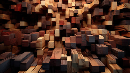 abstract background of wood cubes