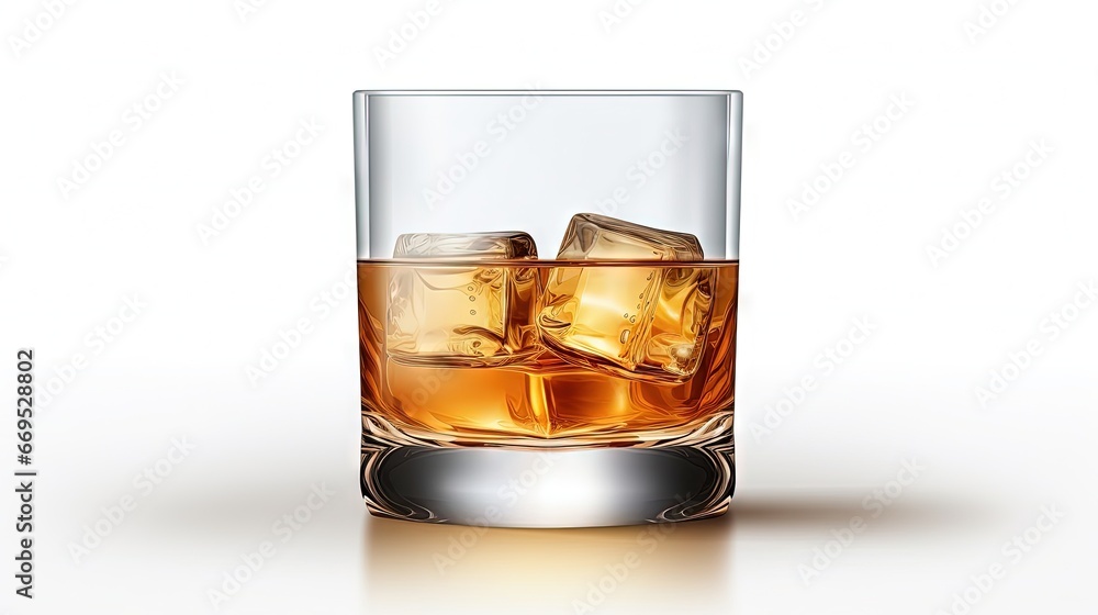 Poster Empty and clean whiskey glass isolated on white background with clipping path