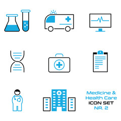 Medizin, Krankenhaus, Gesundheit - Icon Set, Symbole