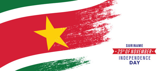 Suriname happy independence day greeting card, banner vector illustration