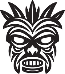 Natures Essence Tiki Symbol in Monochrome Emblematic Tribal Charm Logo Design with Tiki Mask