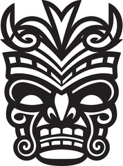 Minimalistic Indigenous Art Monochrome Emblem Icon of Cultural Richness Tiki Vector Logo