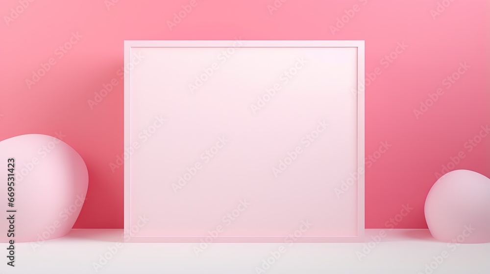 Aufkleber abstract pink background texture with geometric shape. 3d cube wall. minimal mockup with white pictu