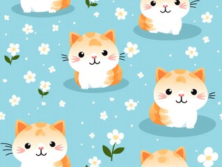 cute cat seamless pattern