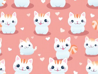 Obraz na płótnie Canvas cute cat seamless pattern