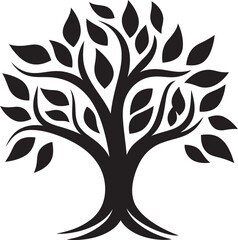 Regal Tree Silhouette Modern Black Icon Minimalistic Growth Art Monochrome Emblem