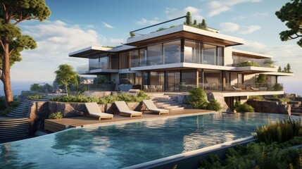 Fototapeta premium Project of a luxury villa under construction