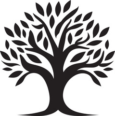Serenity in Black and White Leafy Design Woodland Silhouette Excellence Monochrome Icon