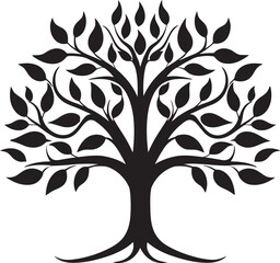 Serenity in Greenery Monochrome Emblem Symbol of Forests Excellence Tree Vector Icon