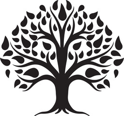 Leafy in Monochrome Emblematic Tree Art Elegance in Branches Monochromatic Logo