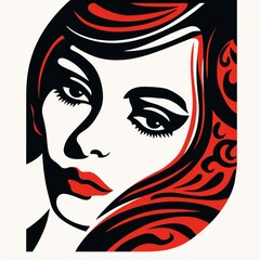 Women red color hair logo women beauty photography image AI generated art