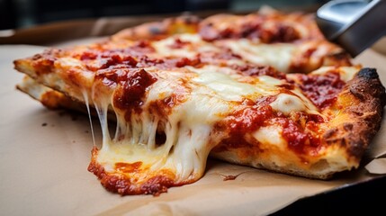 pizza on a wooden board generated by AI - obrazy, fototapety, plakaty