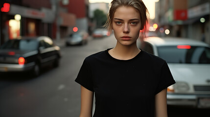 Fototapeta premium portrait of a young woman with a sad look
