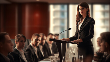 business woman at a conference