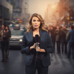 woman with a microphone