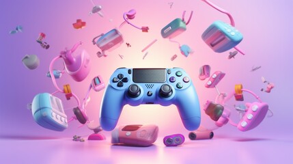 blue and white background with toy game  