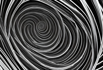 Abstract neon black and white Spiral Waves Background