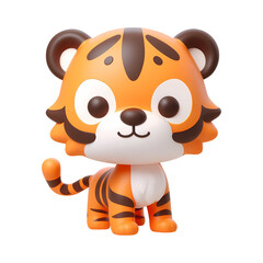 3d cute tiger cartoon animal toy. Realistic 3d high quality isolated render.	