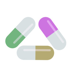 Set of capsule pills isolated on white background. Vector illustration