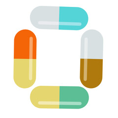 Set of capsule pills isolated on white background. Vector illustration