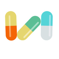 Set of capsule pills isolated on white background. Vector illustration