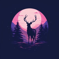 Moonlit Stag: Enchanted Forest Watcher.
