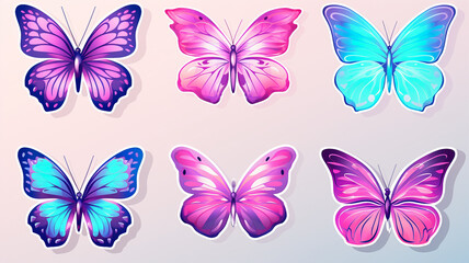 Colorful butterfly shapes in trendy retro style. Vector illustration.