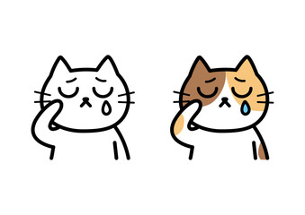 悲しんでいるネコのイラスト