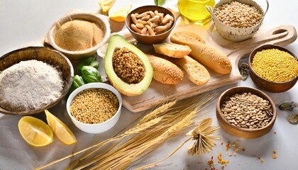 breakfast with bread and fruits