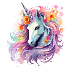 Obraz na płótnie Canvas Magical cute unicorn. Adorable colorful character for prints, greeting card, poster, t-shirt, kids party, wallpapers