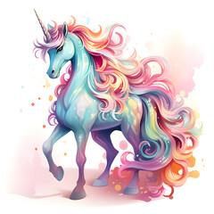 Magical cute unicorn. Adorable colorful character for prints, greeting card, poster, t-shirt, kids party, wallpapers