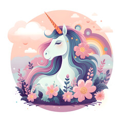 Magical cute unicorn. Adorable colorful character for prints, greeting card, poster, t-shirt, kids party, wallpapers