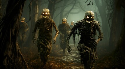 Fototapeta premium Halloween Creepy Cute Characters - Wallpaper
