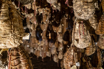 Culatello di Zibello traditional italian ham production cellar