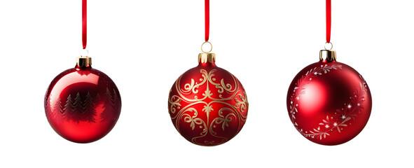 red christmas baubles isolated 