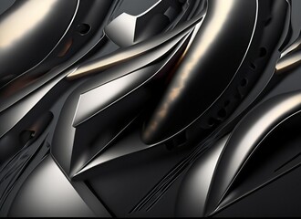 Obraz na płótnie Canvas dark wavy abstract background, 3d dark background, 3d elegant dark background, 3d, dark, black, silver, gold, wave, curve, metal