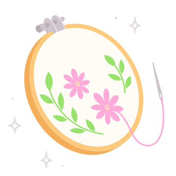 recommend clip art: Embroidery hoop, thread and needle drawing