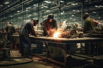 Industrial work manufacturing factory welding spark iron safety steel job welder metal equipment