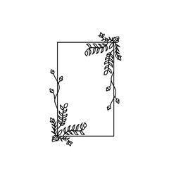 Elegant frames with hand drawn flowers and leaves