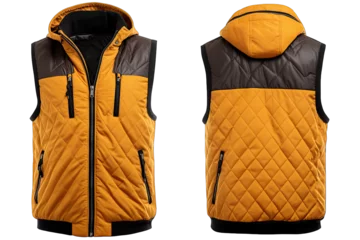 Foto op Canvas Front and back views of luxury and windproof Vest with fleece isolated On Transparent Background  © thoharoh
