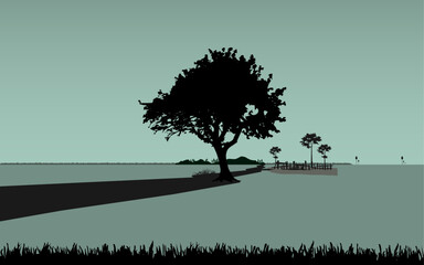 beautiful silhouette landscape rural trees hill horizontal 