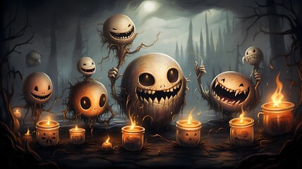 Halloween Creepy Cute Characters - wallpaper 