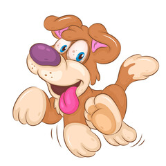 Cartoon Dog Walking. Clipart. A cute illustration of a cartoon dog having fun jumping around. Unique design, Children's mascot.