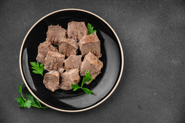 pork tongue cooked meat fresh delicious healthy eating cooking appetizer meal food snack on the table copy space food background rustic top view keto or paleo diet