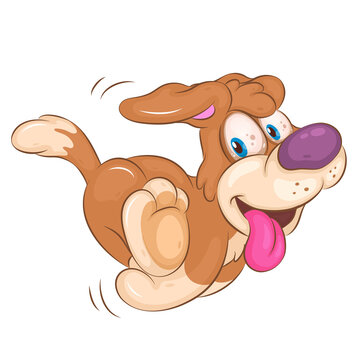 Cartoon Running Dog. Clipart. Cute cartoon illustration of a fast running dog. Unique design, Children's mascot.
